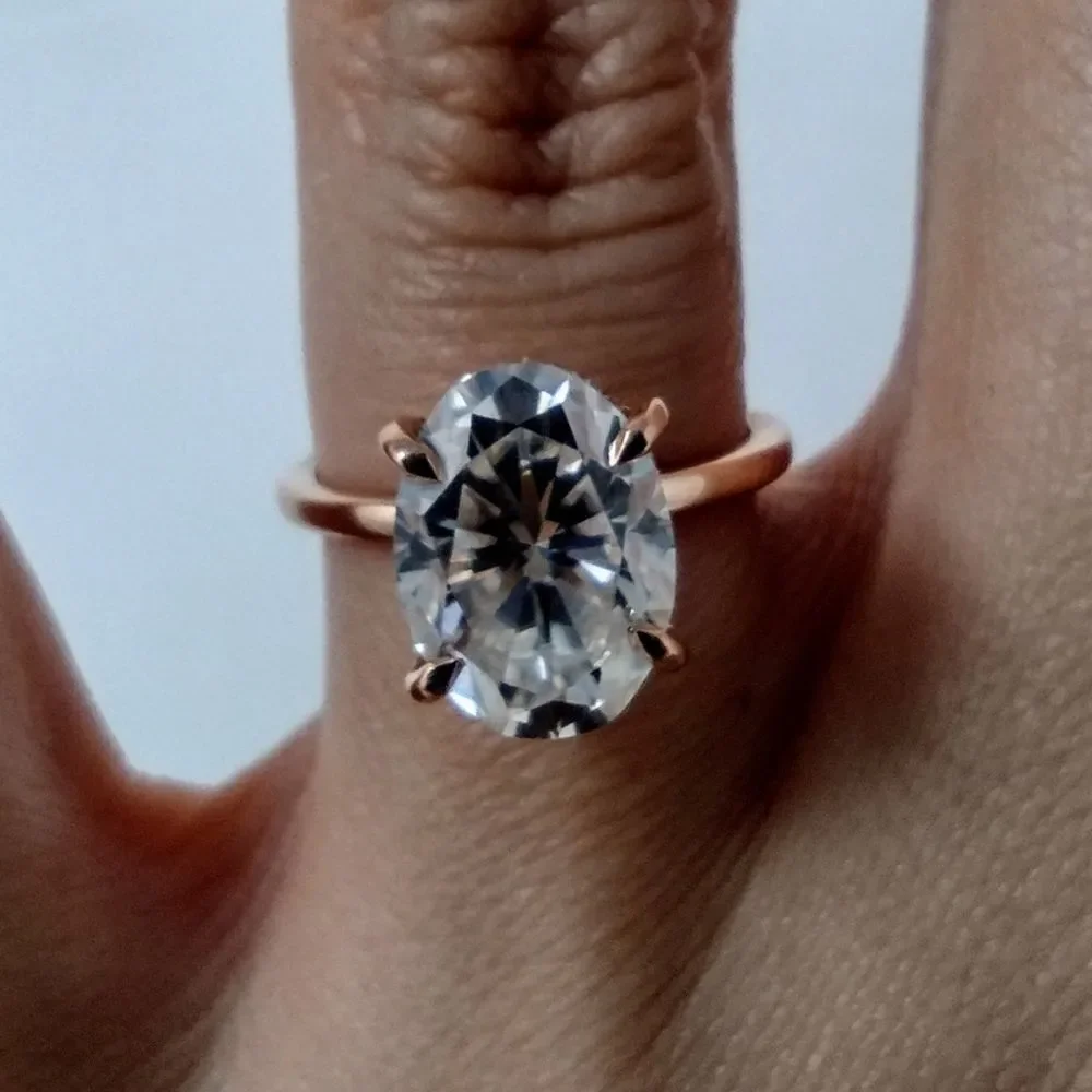 3 Ct Oval Moissanite 10k Rose Gold Solitaire Engagement Ring for Women Size 5 - Picture 11 of 12